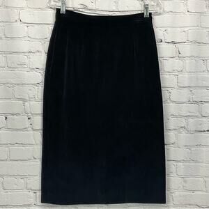 Ralph Lauren Blue Label Skirt Womens Size 8 Black Velvet Business Travel Pockets
